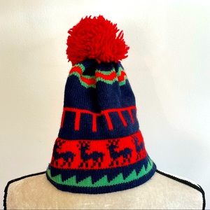 Vintage Obermeyer wool blend ski hat with Pom Pom